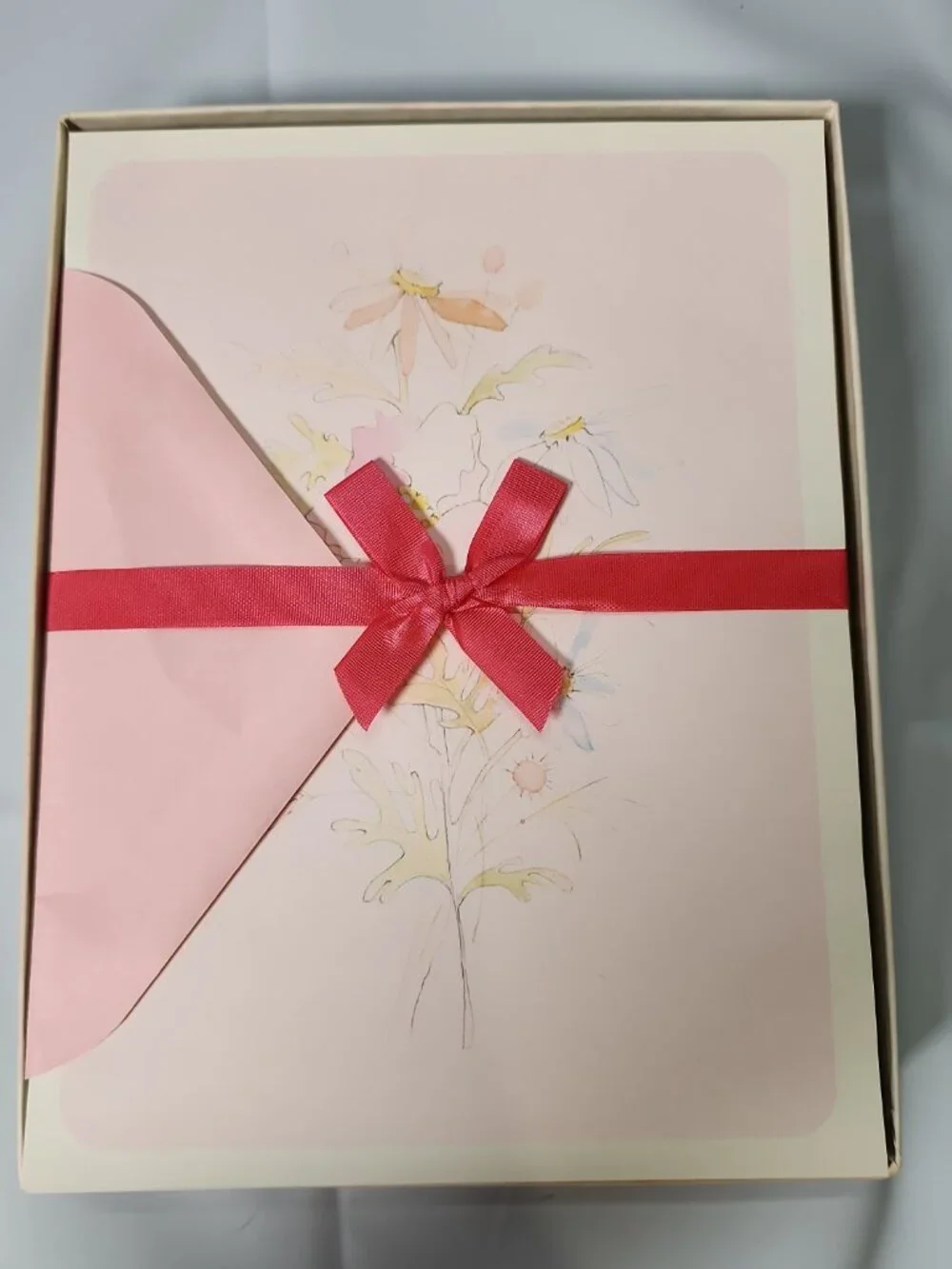Whiting's Style 35004 Stationery Set Floral Pastel Pink VTG 1970s Near Complete